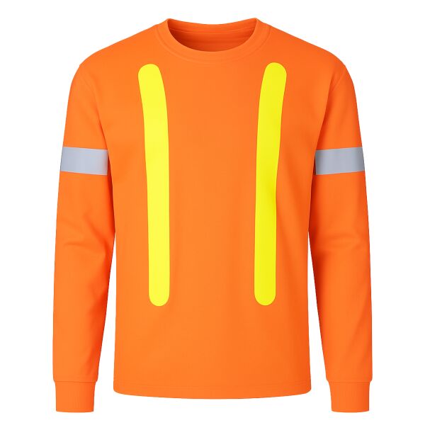 Retro Safety Cotton Long Sleeve Tee With Reflective Arm Striping Thumbnail